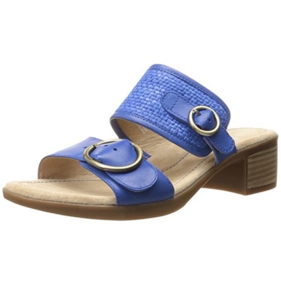 Dansko Shoes - Dansko Blue Leather Buckle Slide Sandals